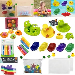 Kids Baby Bath Toy Christmas Gift, Floating Boats Frog Duck,Crayons,Tidy Net Bag - Picture 1 of 120
