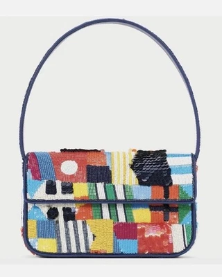 NWT Staud Tommy Glass Beaded Shoulder Bag Set Sail Print LIMITED EDITION - Image 1 of 4