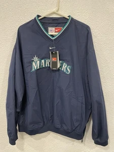 Vtg Seattle Mariners Nike Pullover Center Check Windbreaker Jacket Blue Mens XL - Picture 1 of 7