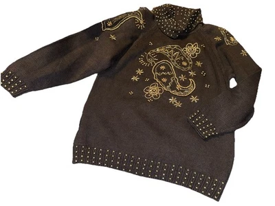 Suéter abstracto tejido Western Connection vintage talla mediana años 80 hombreras Foto 1 de 4