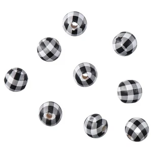 40Pcs Büffel-Plaid-Holz perlen Runde Perlen Bastel arbeiten - Bild 1 von 8