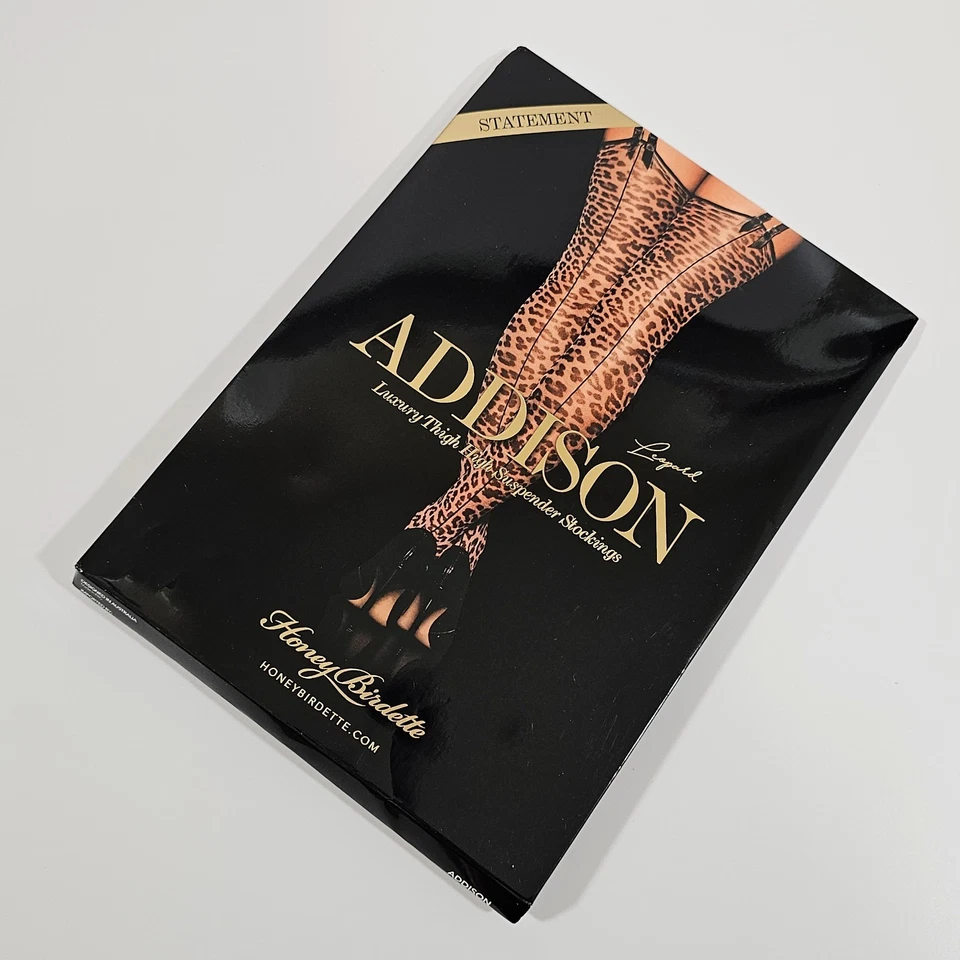 Medias con tirantes de lujo Honey Birdette Addison Leopardo talla L Foto 1 de 4