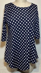 Star Vixen Damen Tunika mit Ellenbogenärmeln Taschensaum – blau & weiß Punkte – 3X – gebraucht, in einwandfreiem Zustand - Bild 1 von 5