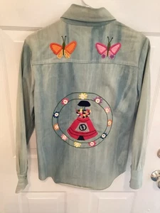 Vtg Hand Embroidered Snap Front Jean Jacket, 1972 - Picture 1 of 12