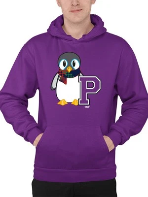 Penguin Varsity P - Acogedora sudadera con capucha con gráfico emoji de mascota para hombre Foto 1 de 4