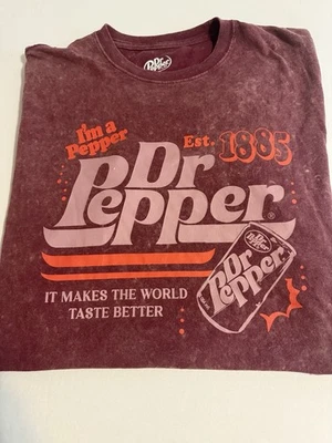 Camiseta Dr Pepper Para Hombre Grande Granate Ácido Lavado Retro Gráfico Camiseta Est 1885 Soda Foto 1 de 3