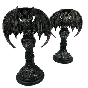 Vampire Bat Candle Holder Halloween Goth Decor Dark Academia Set of 2 - Picture 1 of 5