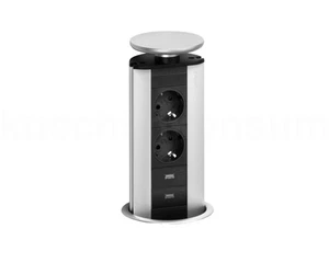 Schulte EVOline Port 03.010 versenkbare Steckdose 2 + 2 fach USB Charger unten - Bild 1 von 7
