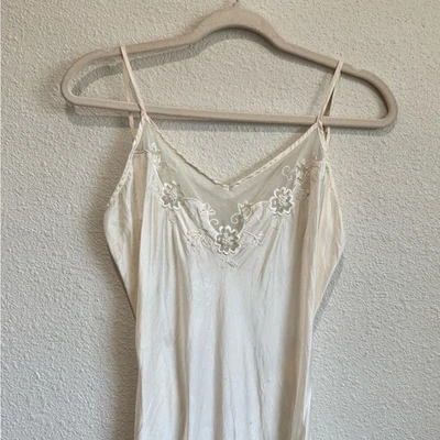 Vtg Y2K Victorias Secret Silk Maxi Gown Ivory XS Slip Dress Beaded Wedding Fairy - Image 1 of 4
