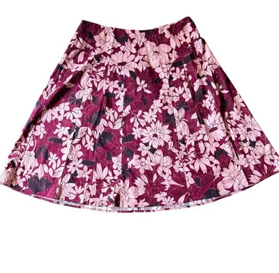 Apt. 9 Women’s Floral A-Line Skirt Size 10 Burgundy Black Midi Print Boho Retro - Image 1 of 4