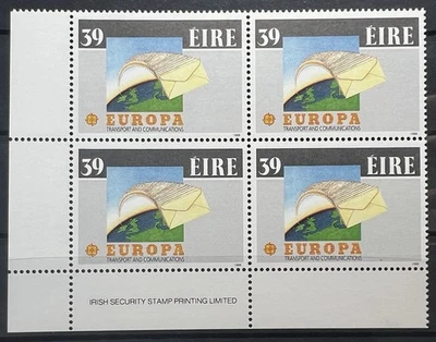 Ireland 1988 Transport & Communications 39p Corner Block 4 Irish EIRE Stamps MNH - Image 1 of 2