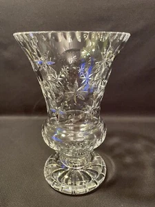 Vintage Clear Cut Glass Moon? & Star Large Vase 10" - Picture 1 of 7