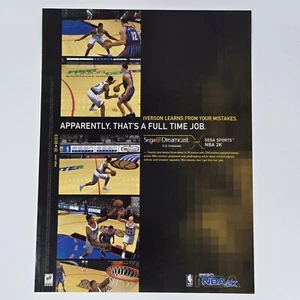 NBA 2K Sega Dreamcast Allen Iverson Full Time Print Ad/Poster Official Promo Art - Picture 1 of 2