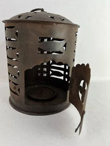 Rustic 8” Metal Candle Holder Tea Light Candle. Door W/Latch & Top loop FISH - Picture 1 of 9