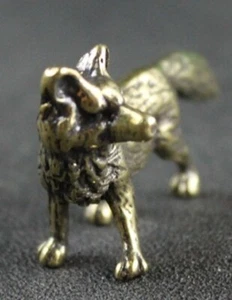 Solid Brass Fox Vintage Wolf Dog Antique Victorian Old Golden Lustre Wild Animal - Picture 1 of 14