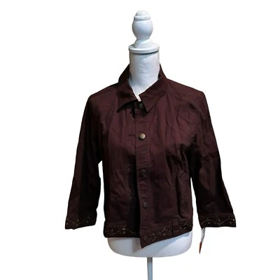 Ruby Rd. Chaqueta para mujer marrón adornada en una extremidad talla 12 nueva con etiquetas Foto 1 de 4