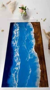Ocean Epoxy River Table – Handmade Wood & epoxy table for Home & Office Decor - Picture 1 of 10