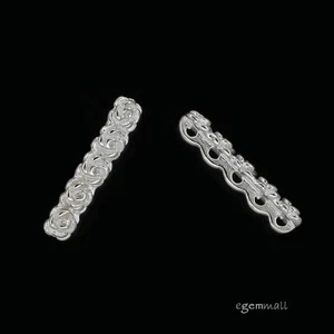 2 Sterling Silver 5-strand Rose Flower Spacer Bar Beads 16mm #99320 - Picture 1 of 1