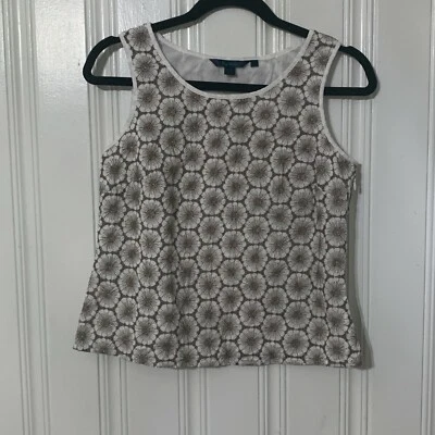BODEN Tank Top Girls 14 White Brown Starburst Embroidered Side Zip - Image 1 of 4
