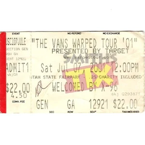 311 GOOD CHARLOTTE LESS THAN JAKE Concert Ticket Stub UTAH 2001 VANS WARPED TOUR - Picture 1 of 2