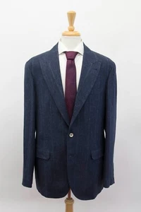 NWT $4795 Brunello Cucinelli Men Silk-V.Wool Blend Twill Stripe Sport Coat  A248 - Picture 1 of 9
