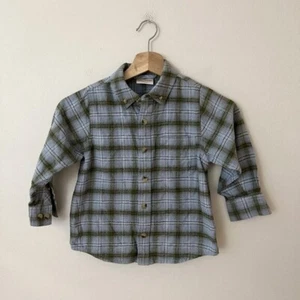 Hanna Andersson Blue Plaid Flannel Button Up Shirt Kid's Size 100/4T - Picture 1 of 6