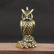 Mini Owl Brass Ornaments Statue Figurine Animal Home Office Decor Gift Fun Arts