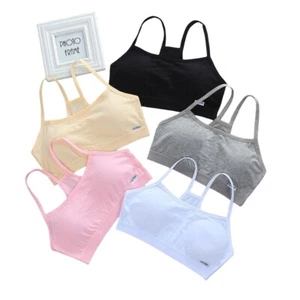 5 Pack Cotton Bra Girl for 8-18 Yrs Kids Underwear Training with Pads Crop Tops - Picture 1 of 12