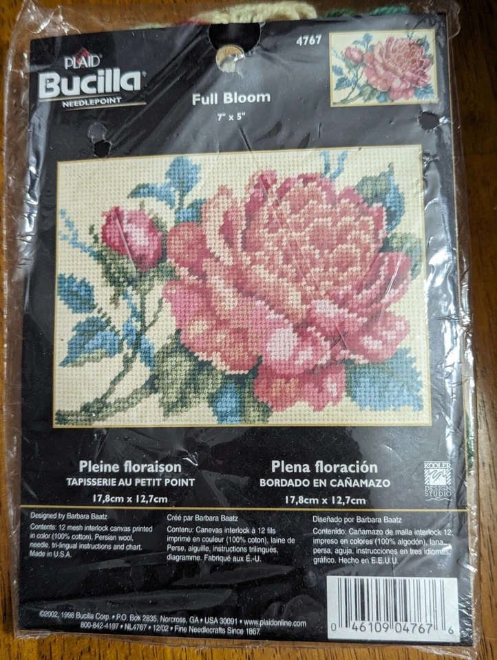 Bucilla 4767 Full Bloom Needlepoint Kit With Large Chart 7 X 5 Inch 1998