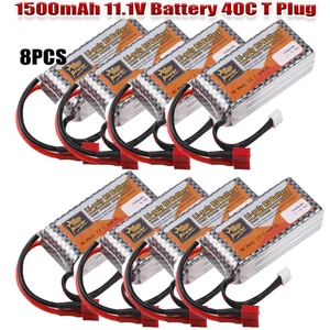 8Stk LiPo-Akku 1500mAh 11,1V 40C T Stecker für Auto Flugzeug Hubschrauber Drohne - Bild 1 von 8