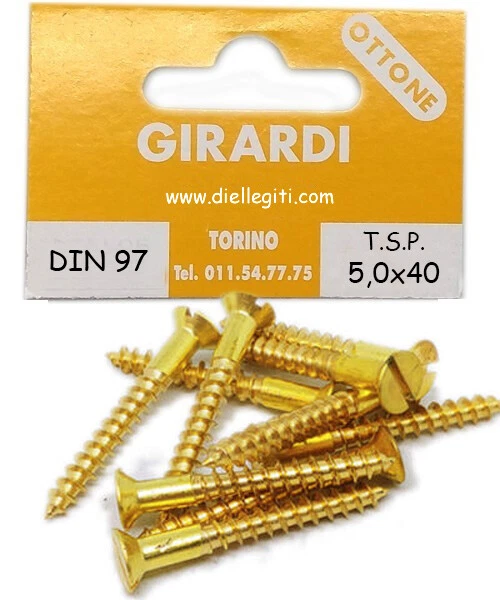 VITE A LEGNO IN OTTONE TESTA SVASATA PIANA mm5,0x50 - DIN 97 - Immagine 1 di 1