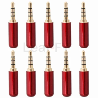 10PCS 3.5mm 4 Pole Male Repair Headphone Jack Plug Metal Audio Soldering Red - Image 1 of 4