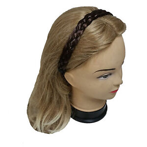 Synthetic Hair Band Plaited Headband Braided with Elastic 3/4"~1" Wide 