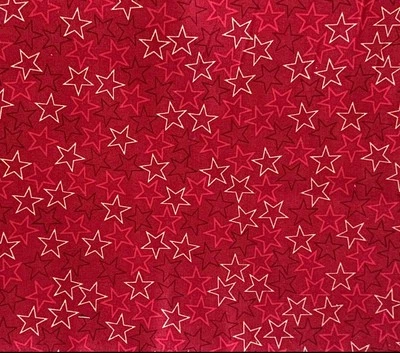 Red Stars Cotton Fabric Fat Quarter, 18" by 22", Patriotic FQ - Image 1 of 3