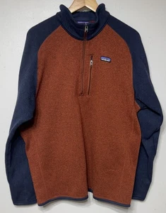 Patagonia Better Sweater Mens Size XL Quarter Zip orange Two Tone Pullover - Picture 1 of 7