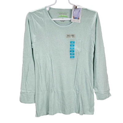 Blusa Earth Yoga Top Mujer XL Verde Punteado Espaciado Como Nueva Damas Manga Larga Foto 1 de 4
