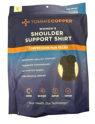 Camisa Tommie Copper Para Mujer Mediana Manga Corta Hombro Dolor de Espalda - Gris - NUEVA Foto 1 de 2