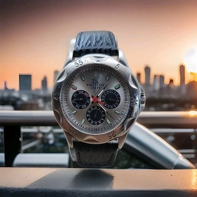 Часы дайверские Freestyle нержавеющая сталь 42 мм мужские 100 м серебристые с новым аккумулятором - Изображение 1 из 4