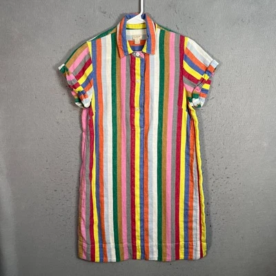 J. Crew Multicolor Striped Linen Cotton Shirt Dress Womens Size Small - Image 1 of 4