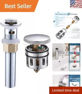 Leak-Proof Bathroom Sink Drain Stopper with Anti-Clog Strainer - Easy Install - Picture 1 of 9