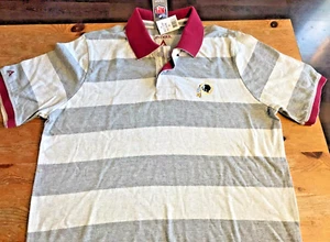 New Washington Redskins Polo Shirt M Gray Striped Golf NFL Football Commanders - Picture 1 of 11