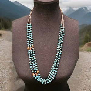 3 Strand Turquoise Nugget / Spiny Oyster / Heishi Bead Native American Necklace  - Picture 1 of 13