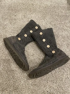 Botas anke UGG Australia Leland para mujer talla 7 grises tejidas altas o plegables  - Imagen 1 de 12