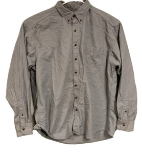 Vintage Woolrich Gray Chamois Button Down Mens Long Sleeve Shirt Size XL - Picture 1 of 10