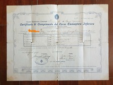 Certificato 1909 Scuola Elementare Borgo Capanne Granaglione Attestato Pagella