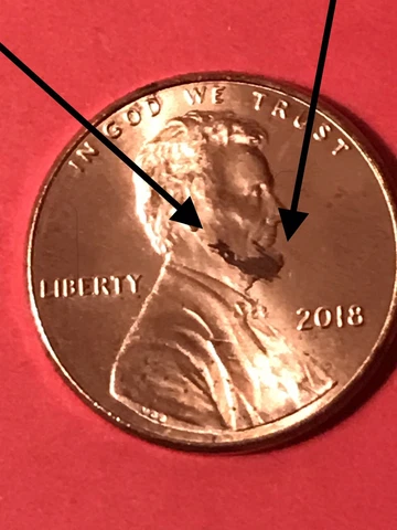 Error 2018 Lincoln shield penny mint error Lincolns beard Peel￼ Cover