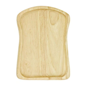 Lindo plato tallado a mano de madera natural nativa en forma de pan tostado - Imagen 1 de 5