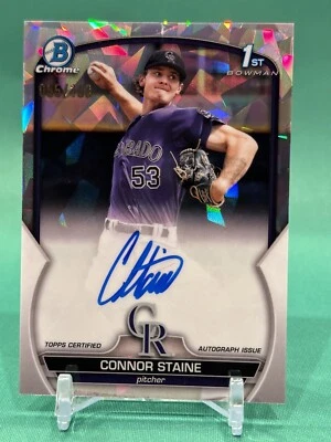 Connor Staine 2023 Bowman Chrome 1st Atomic Refractor /100 Auto #CPA-CSE RC - Image 1 of 2