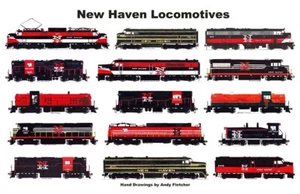 New Haven Locomotives 11"x17" Railroad Laminated Placemat Andy Fletcher - Picture 1 of 1