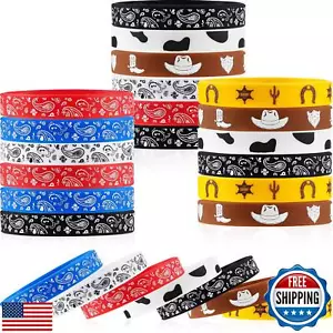 Gejoy Western Party Bracelets Rubber Bracelets Silicone Stretch Wristbands fo - Picture 1 of 5